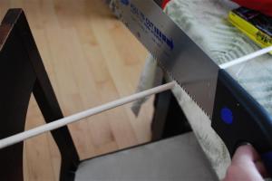 Sawing the Dowel to length