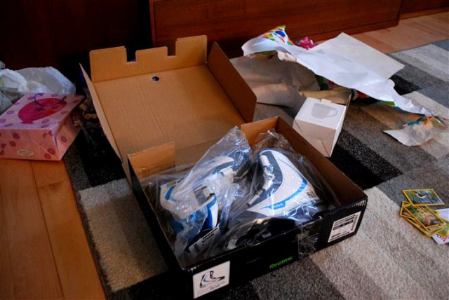 Present unwrapping aftermath - I got new skates! I'm very excited about these.