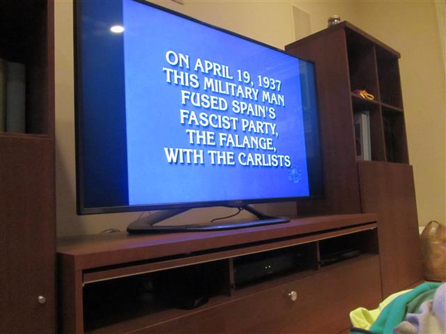 Folding laundry and watching Jeopardy. It's the Tournament of Champions this week and I am UNREASONABLY EXCITED. If you'd like to talk about Matt's chances versus Alex, I'm your woman.